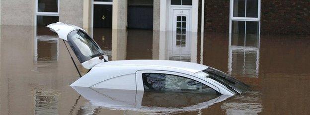 Flooded street in Carlisle