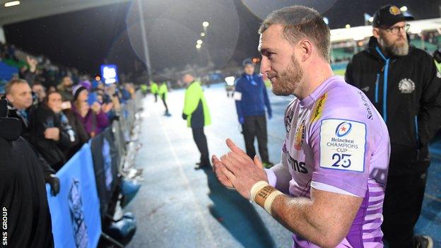 The returning Stuart Hogg was given a good reception from most of the Scotstoun crowd