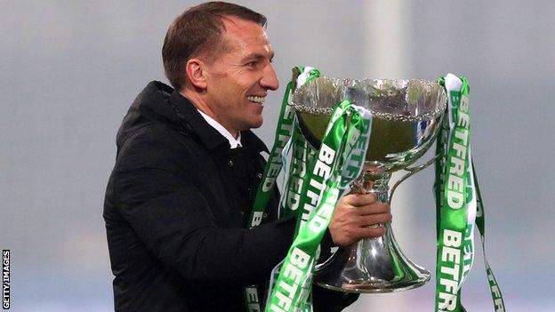 Celtic manager Brendan Rodgers with the Scottish League Cup