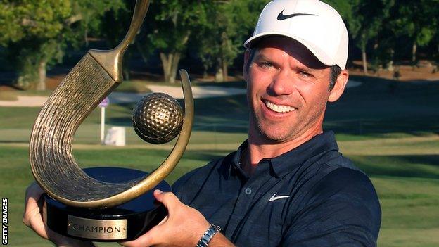 Paul Casey with the trophy after winning the Valspar Championship