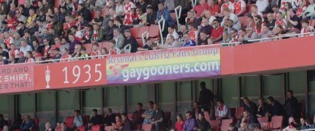 Gay Gooners flag at the Emirates