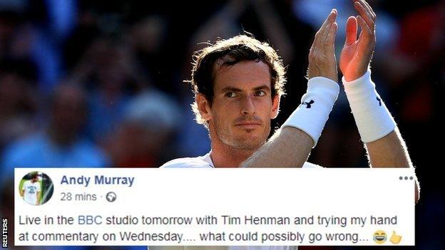 Andy Murray and his Facebook message saying he will be part of the BBC Sport team