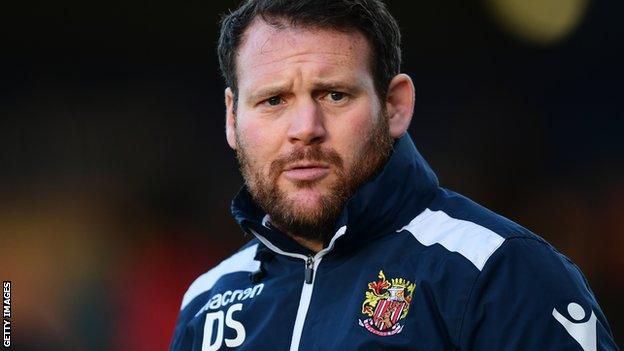 Darren Sarll on the sidelines at Stevenage