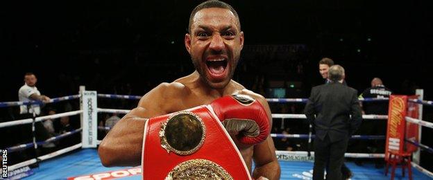 Kell Brook celebrates his IBF welterweight title