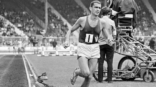 Ron Clarke of Australia in action during the 3 miles race at the Amateur Athletics Association Championships at the White City Stadium in London on 9th July, 1966.