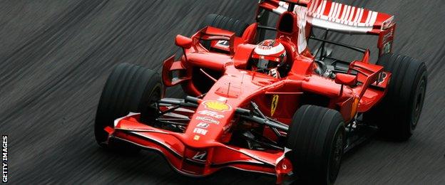 Kimi Raikkonen in action for Ferrari in 2008