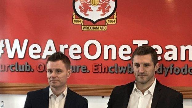 Wrexham director Spencer Harris (left) with new manager Sam Ricketts