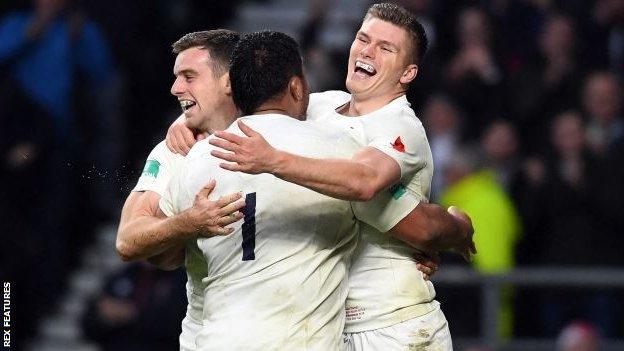 England celebrate their win over South Africa