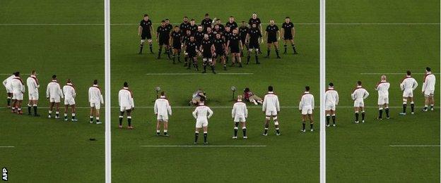 England receive the haka