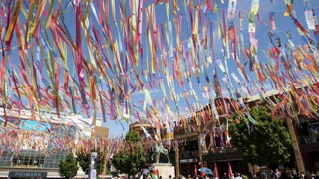 Ribbons decorating part of Coventry