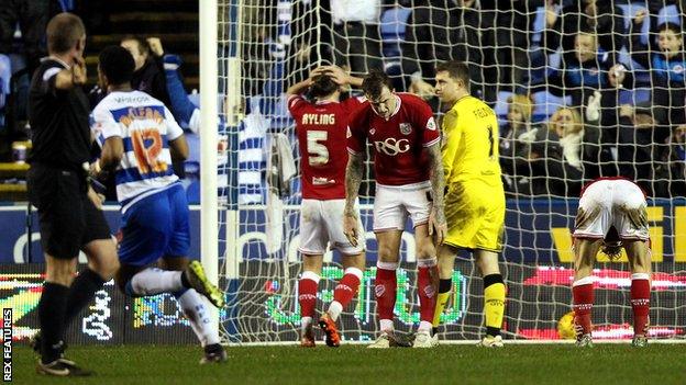 Bristol City's defenders are inconsolable after conceding the winner in stoppage time