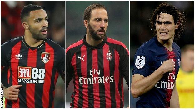 Callum Wilson, Gonzalo Higuain and Edinson Cavani