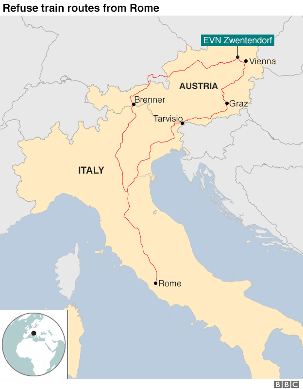 Refuse train route map