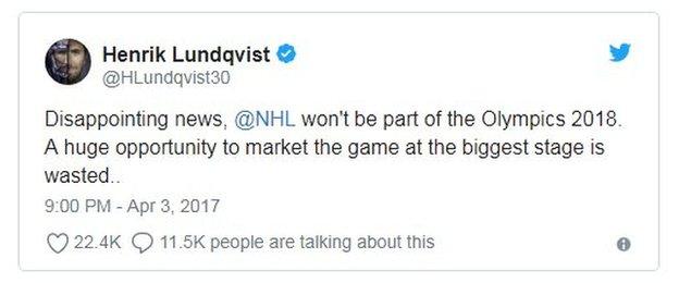 Henrik Lundqvist tweet