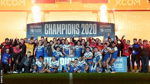 St Helens celebrate winning the Super League Grand Final in 2020