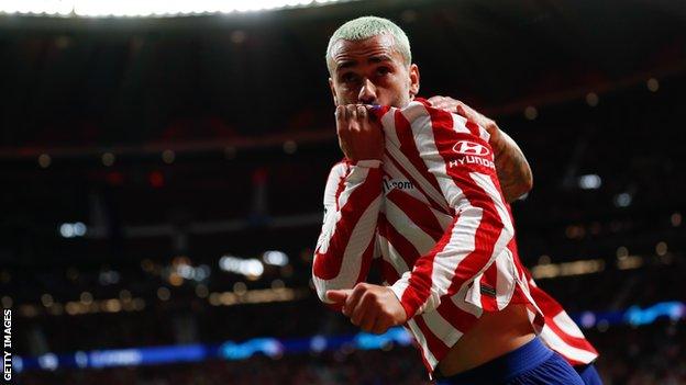 Antoine Griezmann celebrating a goal for Atletico Madrid