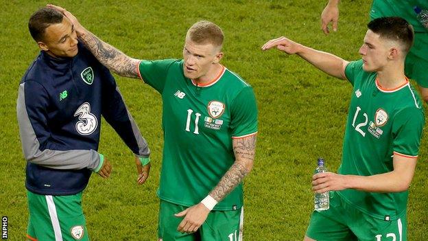 Graham Burke, James McClean and Declan Rice