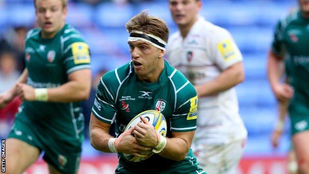 London Irish winger Alex Lewington carries the ball forward