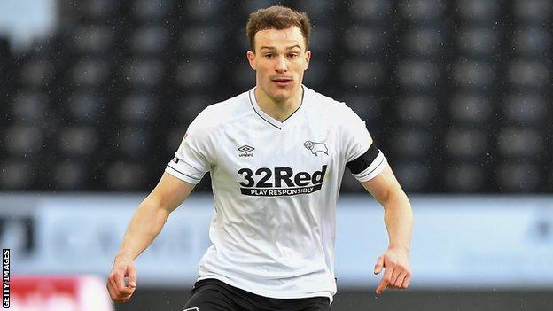 George Edmundson in action for Derby County