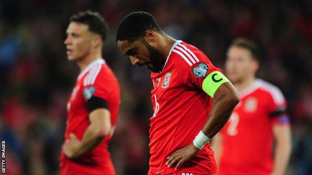 Ashley Williams is downcast after Wales' 1-1 draw with Georgia in Cardiff