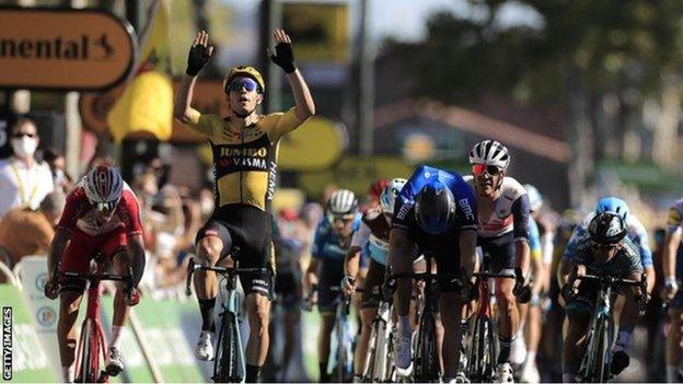 Wout van Aert wins stage seven of the Tour de France