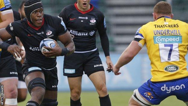 Saracens' Maro Itoje is tackled by Bath's Sam Underhill