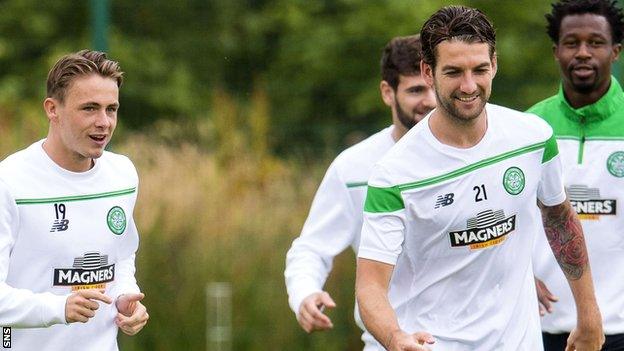 Celtic's Scott Allan and Charlie Mulgrew