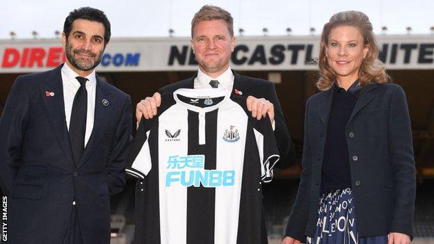Mehrdad Ghodoussi, Eddie Howe and Amanda Staveley