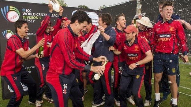 Jersey celebrate their win