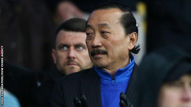 Owner Vincent Tan was at Cardiff City Stadium for Tuesday's loss to Fulham