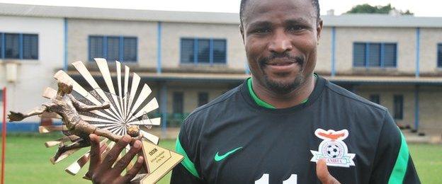 Christopher Katongo with his BBC trophy