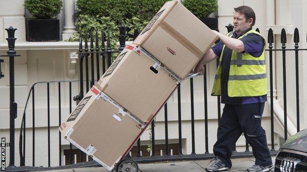 Removal men were seen at Mourinho's London home on Monday