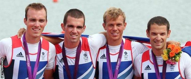 Chris Bartley and the Team GB men's lightweight four team at London 2012