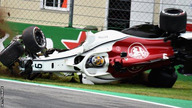 Marcus Ericsson's Sauber has huge crash in Italian GP second practice