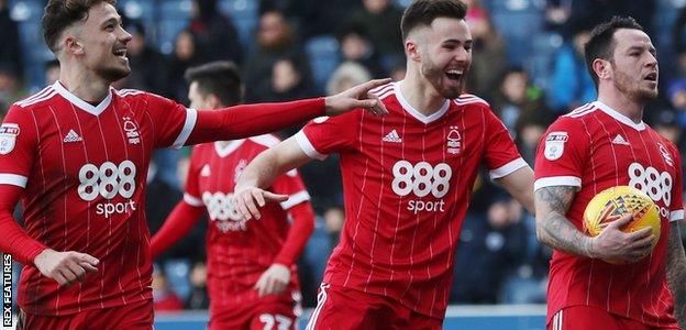 Nottingham Forest celebrate scoring against QPR