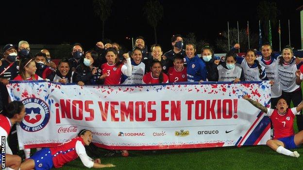 Chile women celebrating their first Olympic qualification