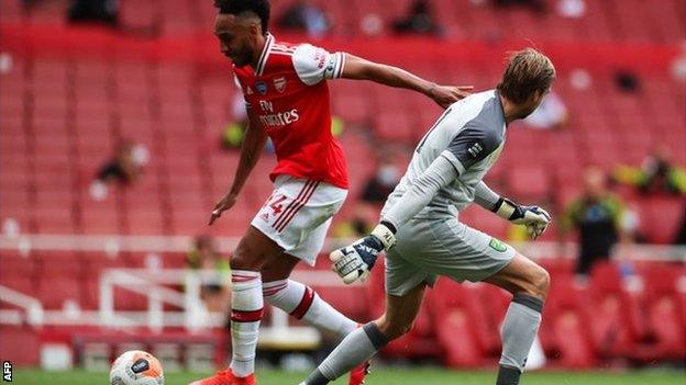 Pierre-Emerick Aubameyang scored his first Premier League goal since 23 February
