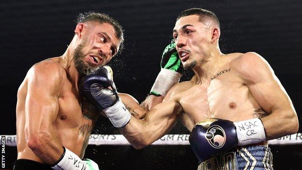 Teofimo Lopez (right) beat Vasyl Lomachenko in Las Vegas