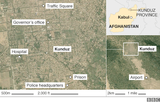 Map showing Kunduz