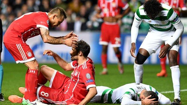 Bayern goalscorer Javi Martinez and Celtic defender Nir Bitton