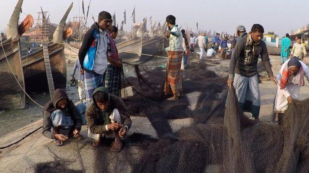 Fishermen on the coast of Bangladesh