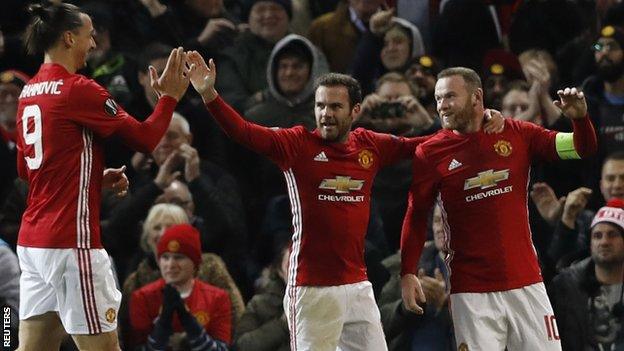 Zlatan Ibrahimovic, Juan Mata and Wayne Rooney