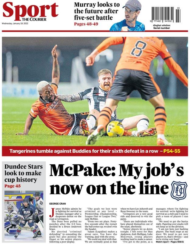 The back page of the Courier on 190122
