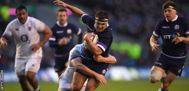 Stuart McInally in action for Scotland against England