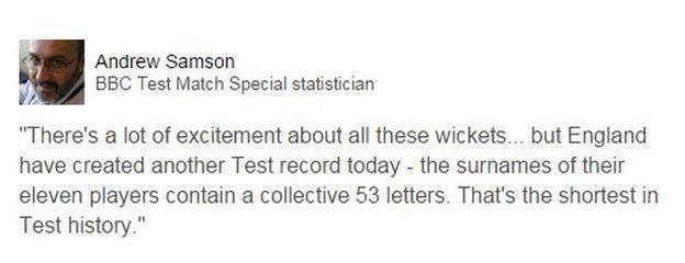 Andrew Samson on Test Match Special