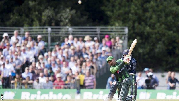 Sarfraz Ahmed bats for Pakistan against Scotland