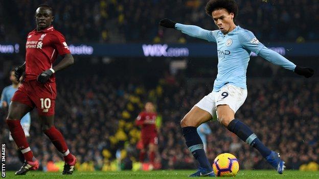 Leroy Sane scores against Liverpool in January 2019