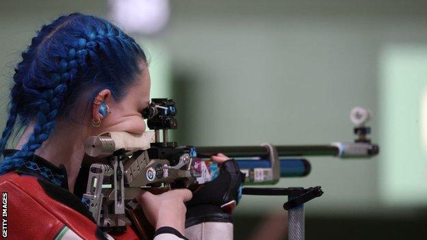 Seonaid McIntosh of Team Great Britain during the 10m Air Rifle Women's event on day one of the Tokyo 2020 Olympic Games