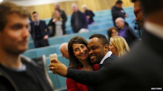 Liz Kendall with Labour activists in Leicester