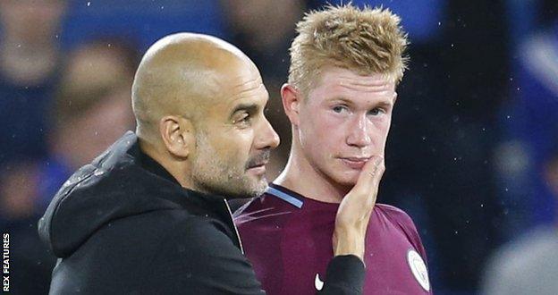 Man City boss Pep Guardiola and Kevin de Bruyne